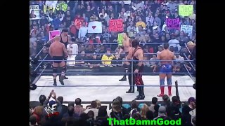 wwe The Rock, Stone Cold, Undertaker vs Kurt Angle, Rikishi, Kane w_ HHH as Ref - Jan 18, 2001
