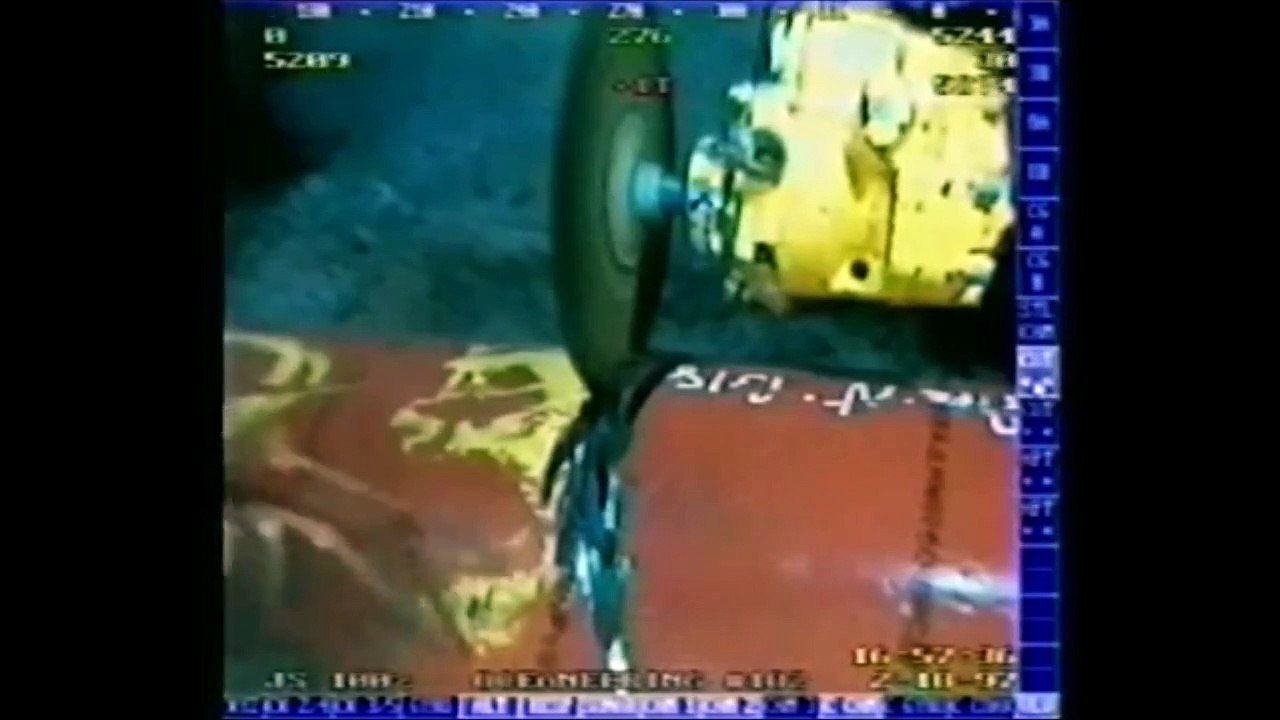 Un crabe se fait aspirer à travers une découpe dans un tuyau