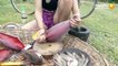 Cooking banana shrimp flower l Salad shrimp in the rice field - Cooking wild