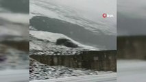 Hakkari-Çukurca karayoluna çığ düştü... O anlar kamerada