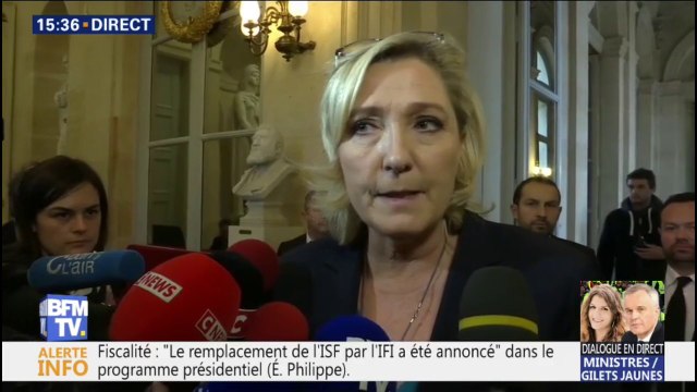 Monsieur le président, parlez aux gilets jaunes, ne vous cachez pas à l'Élysée : le conseil de Marine Le Pen à Emmanuel Macron