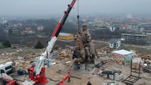 Dev Köroğlu heykelinin montajına başlandı - BOLU