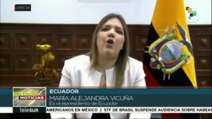 María Vicuña renuncia a la vicepresidencia de Ecuador