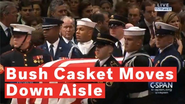 George H.W. Bush's Casket Moves Down The Aisle At State Funeral