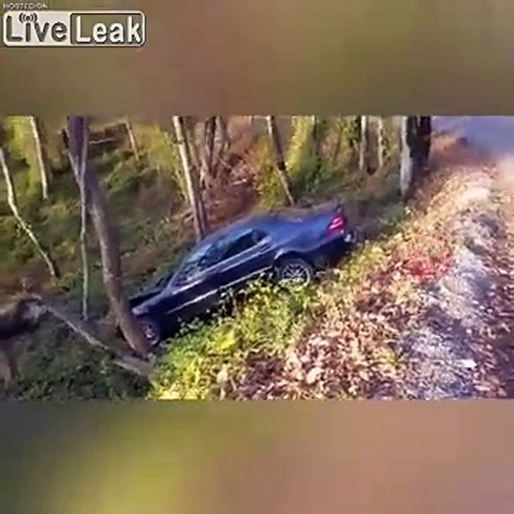 Mercedes abandonnée sur le contrebas d'une route de montagne... Ma voiture !