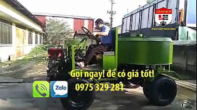 Xe trộn bê tông 9 bao thùng trộn 1500 lít, xe trộn bê tông tự hành 9 bao 1.5 khối động cơ đầu nổ D35