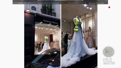 Un Gilet jaune dans les vitrines des commerçants