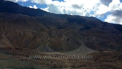 Dhankar village drying lake and monastery in Spiti- fabulous aerial view