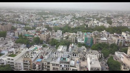 Greater Kailash 4 - aerial journey over posh New Delhi enclave with lush Jahanpanah forest