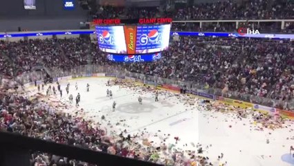 Buz Hokeyi Sahasına 34 Binden Fazla Oyuncak Ayı Yağdı