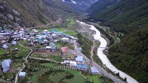 Chitkul is a green valley in Kinnaur close to the Indo-Tibetan border- aerial view