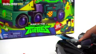 Rise of the Teenage Mutant Ninja Turtles transform Turtle Tank, Shell Hog motorcycle Go!