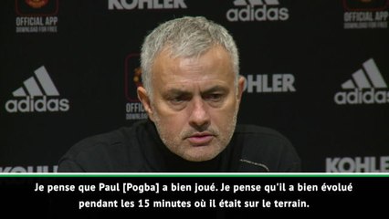 15e j. - Mourinho : "Pogba a bien joué pendant 15 minutes"