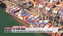 U.S. trade deficit hits 10-year-high of US $55.5 bil. in October