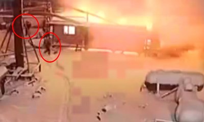 İşçilerin patlamadan saniyeler ile kurtuldukları an kamerada