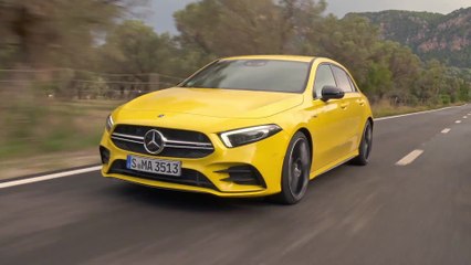 Mercedes-AMG A 35 4MATIC in Sun yellow Driving Video