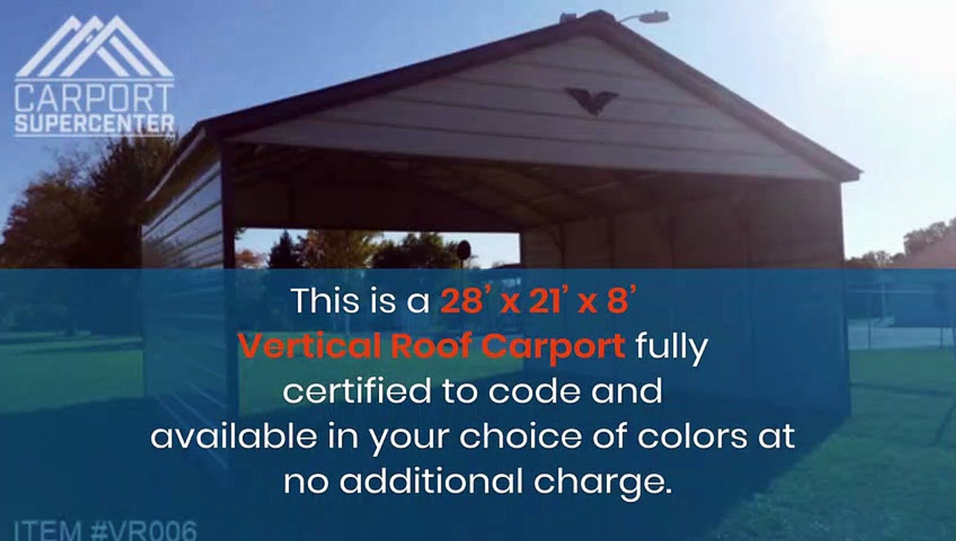 28 X21 X8 Vertical Roof Carport Video Dailymotion