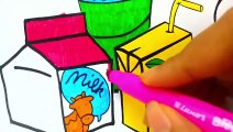 Food And Soft Drinks Coloring Pages | Coloring Book Cake, Milk, Juice | Videos For Kids Learning