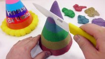 DIY How To Make Colors Birthday Party Hat Cake Kinetic Sand Learn Colors Numbers Counting Slime