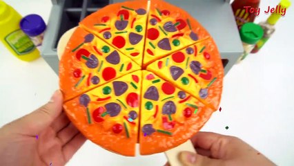 How to Make Play Doh Pizza Toy Velcro Cutting with Microwave Oven Baby Toy Appliance for Kids