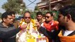Bajrang Dal  and BJP workers garland Syana BJP MLA Devendra Lodhi