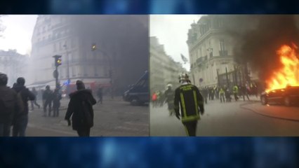 Download Video: Des casseurs sont présents avenue Marceau et font face aux forces de l’ordre