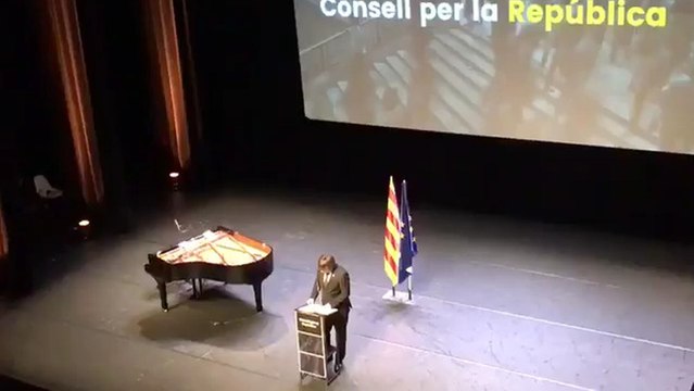 Carles Puigdemont, durante su discurso en la presentación del Consell per la República, en Bruselas.
