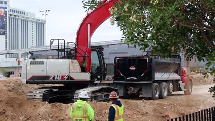 Construction activity at the building of the new convention center in Las Vegas.