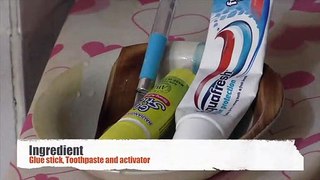 How to make slime with toothpaste and glue stick !!  slime with toothpaste and gluestick