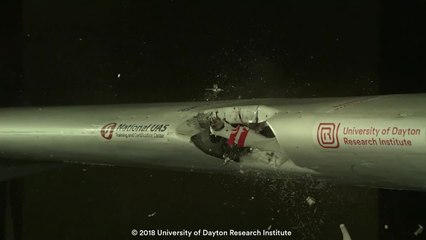 This is what happens when a drone hits an airplane wing