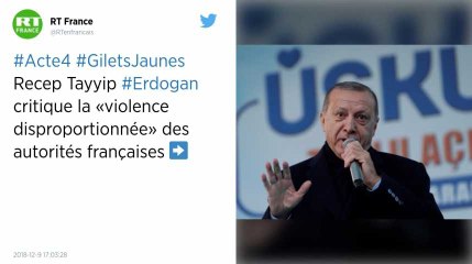 "Gilets jaunes" : Erdogan dénonce la "violence" des autorités françaises