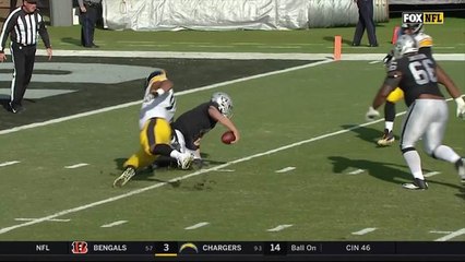 Stephon Tuitt tracks down Carr for a 10-yard loss
