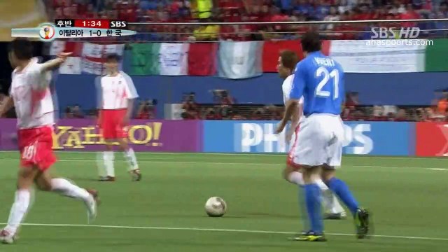 الشوط الثاني مباراة كوريا الجنوبية و ايطاليا 2-1 ثمن نهائي كاس العالم 2002