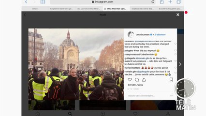 L'actrice Uma Thurman au milieu des Gilets jaunes