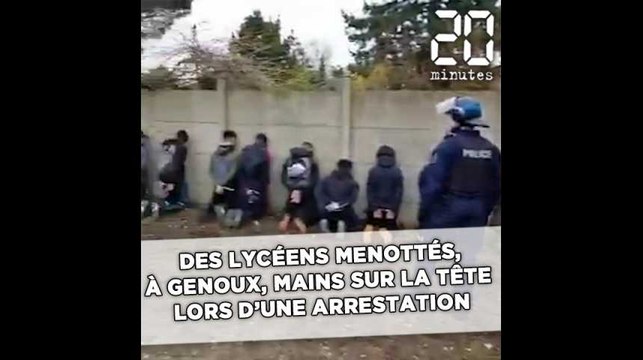 Plus d'une centaine de lycéens de Mantes-la-Jolie à genoux, menottés, mains sur la tête, lors d'une arrestation