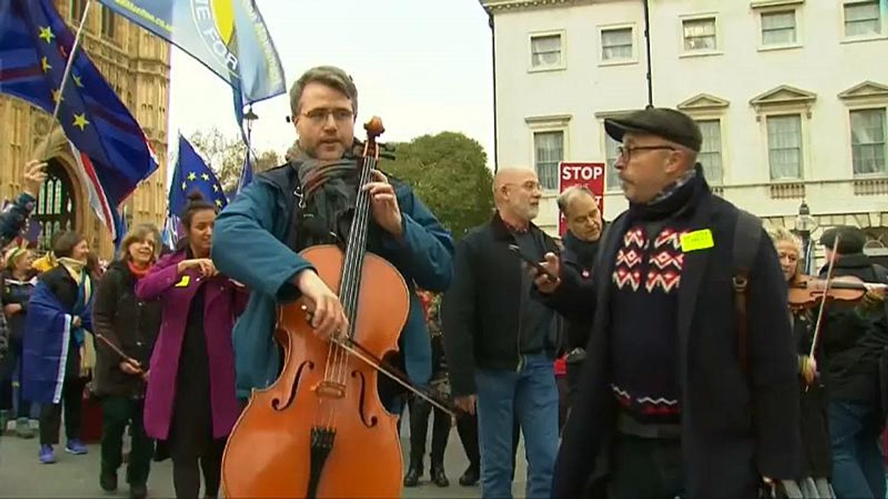 Agreement breaks out between pro- and anti-Brexit protesters after vote postponement