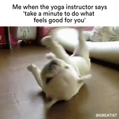 Me when the yoga instructor says 'take a minute to do what feels good for you'