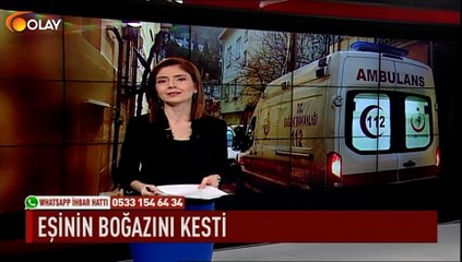 Eşinin boğazını kesti