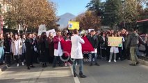 Ora News - Studentët marshojnë nëpër rrugët e Tiranës: E duam arsimin si gjithë Europa