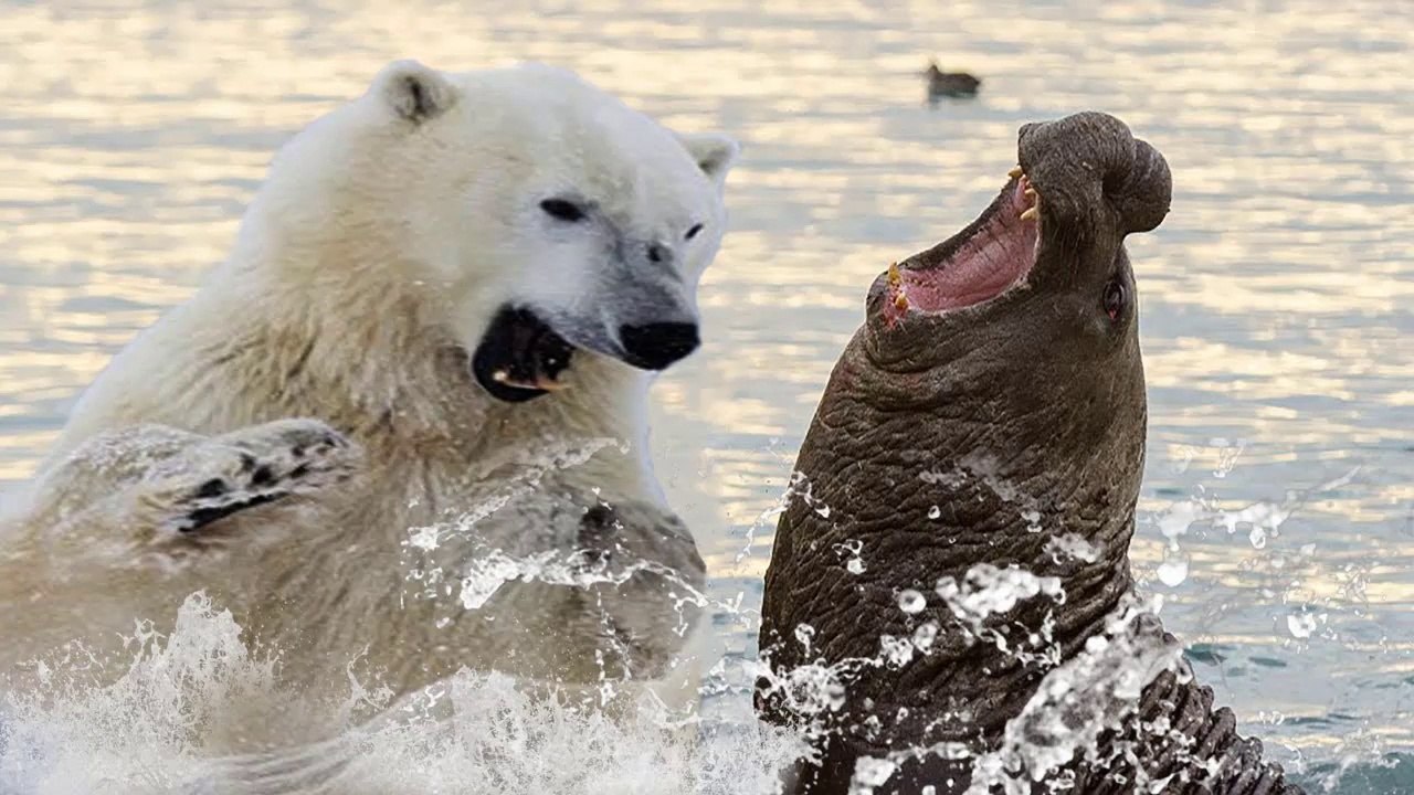 Белый медведь в море. Белый медведь охотится. Bear seal. Белый медведь охотится на тюленя. Фрам белый медведь.