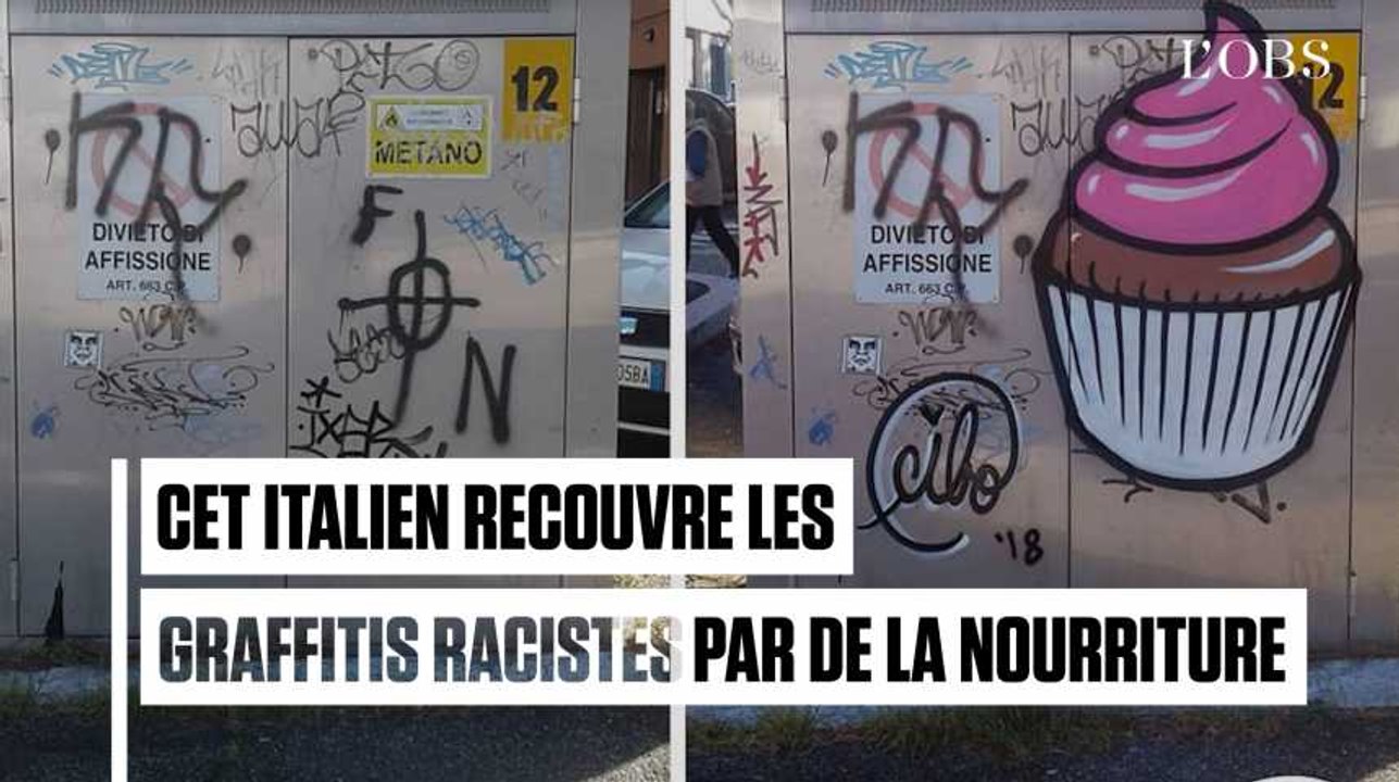 Ce street artist italien recouvre les graffitis racistes par des peintures géantes de nourriture
