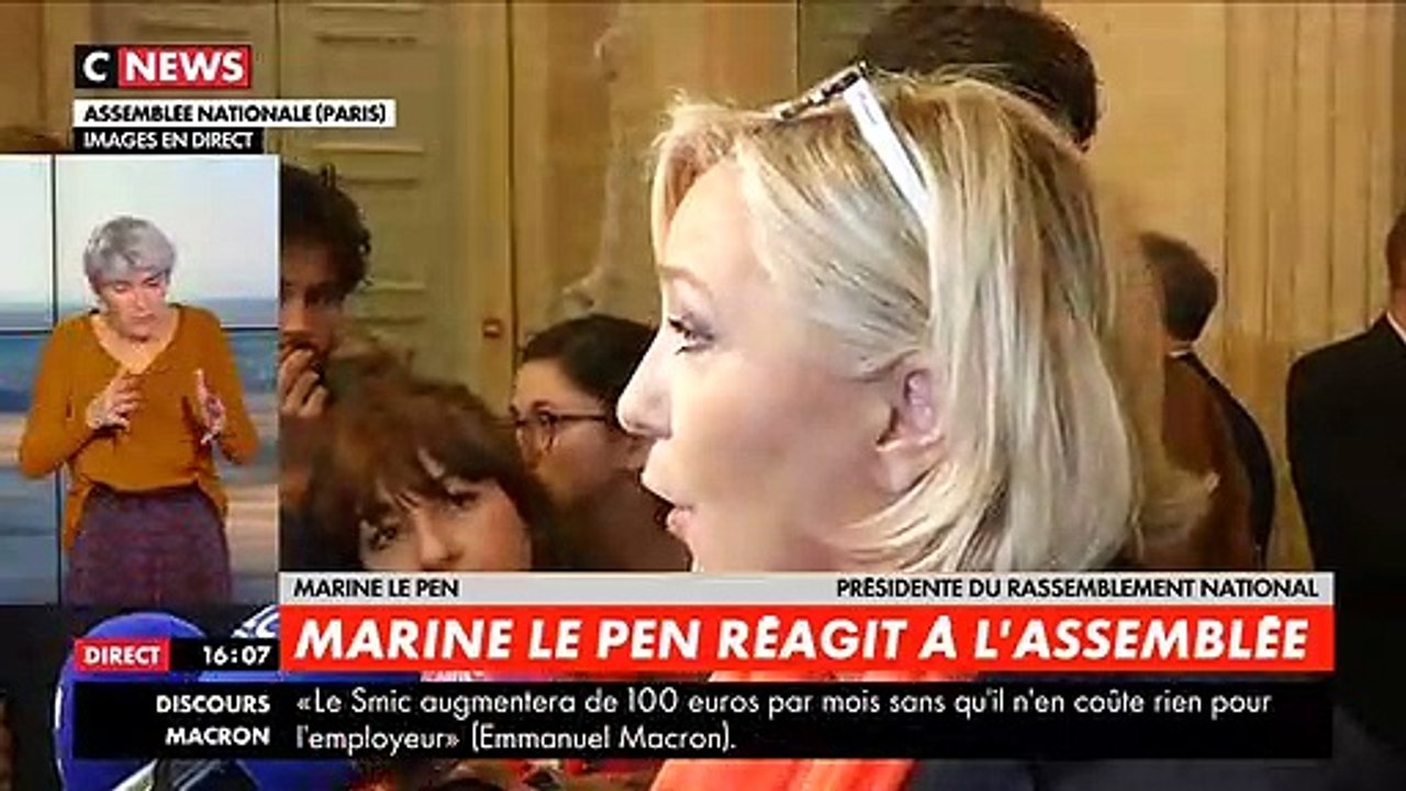 Marine le Pen prend pour cible Franck Dubosc à l'Assemblée Nationale et ironise "sur ses retournements de veste" à propos des gilets jaunes