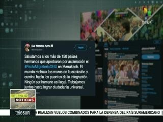 Evo Morales saluda aprobación de Pacto Migratorio de la ONU