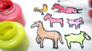 Glitter Farm Animals Learn Colors coloring and drawing for Kids , Toddlers Toy Art with Nursery Rhymes