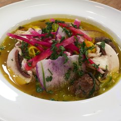 Vermicelles au bouillon de légumes et curcuma