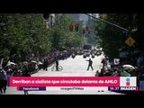 Derriban ciclista que circulaba delante de López Obrador | Noticias con Yuriria