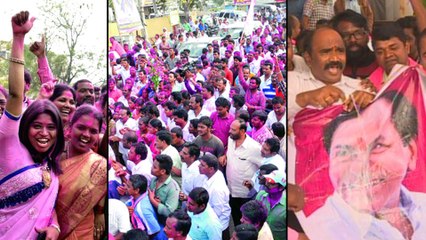 Telangana Election Results : TRS Celebrations : సంబరాల్లో మునిగిన టీఆర్ఎస్ | Oneindia Telugu