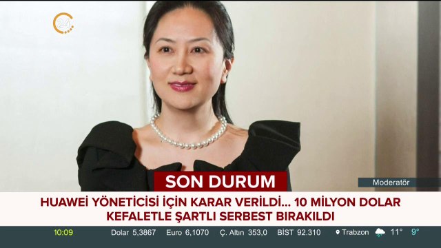 Huawei yöneticisi 10 milyon dolar kefaletle şartlı serbest bırakıldı