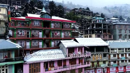 Winter wonderland Reckong Peo- aerial view of Kinnaur district in Himachal