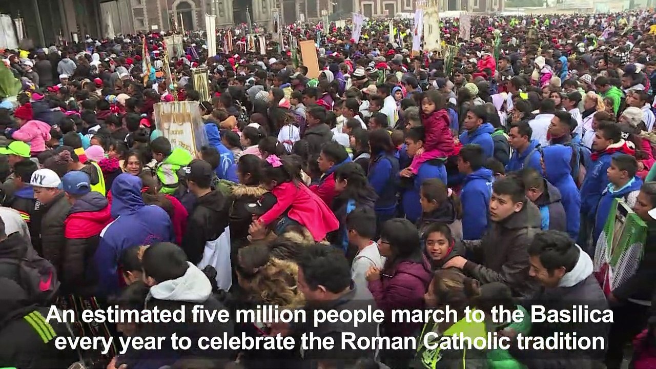 Pilgrims arrive at Virgin of Guadalupe Basilica in Mexico City